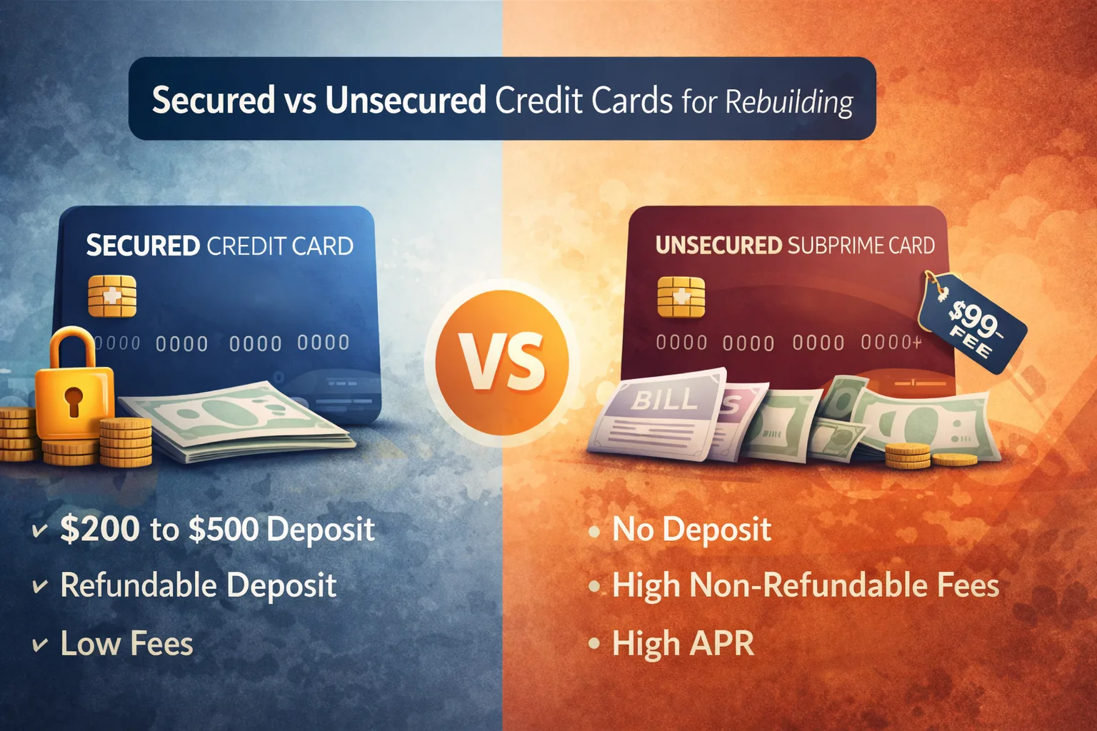 Secured vs Unsecured Credit Cards for Rebuilding: What It Really Costs